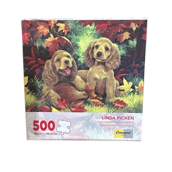 Concord‎ Cocker Spaniels & Football 500 Piece Puzzle New in Sealed Box - Picture 1 of 6